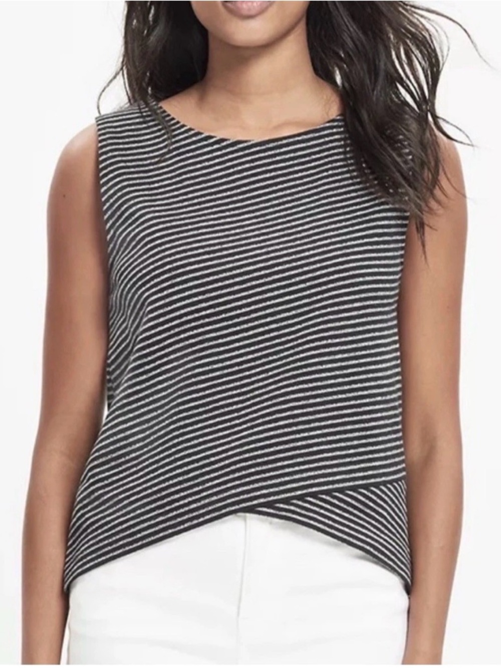 Madewell Province Cross Front Striped Tank Top XS 100% Cotton Textured Knit